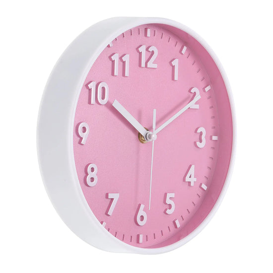 Round Wall Clock 3D Number Quartz Battery Operated Silent Non-Ticking