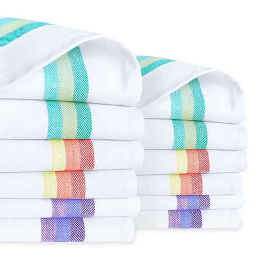 Kitchen Towels 28x20 12 Pack Cotton Dish Cloths with Hanging Loop