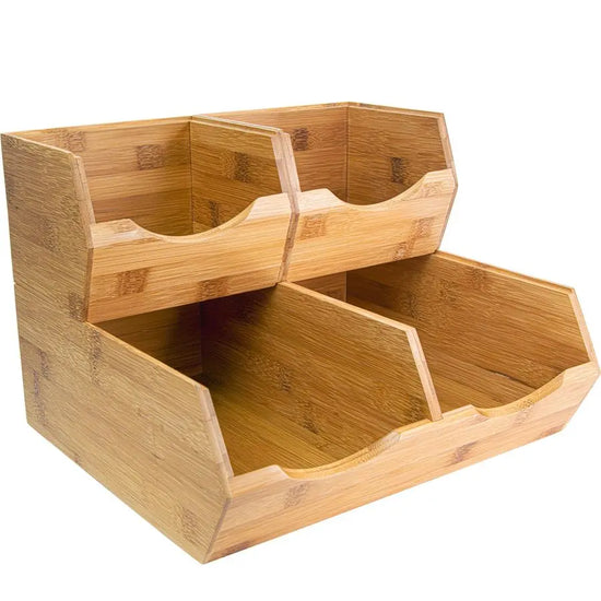 Bamboo Pantry Storage Bins, Produce Organizer Set of 3