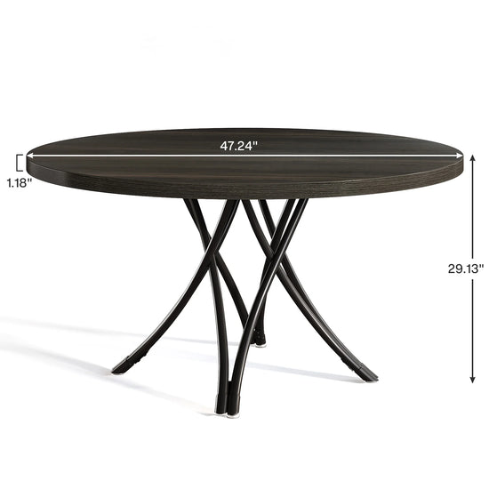 Round Dining Table for 4-6 People, 47-Inch Farmhouse Dining Room Table