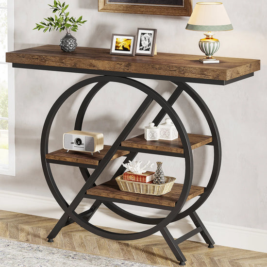 Console Table, Entryway Table, 4- Tier Industrial Narrow Hallway Sofa Table