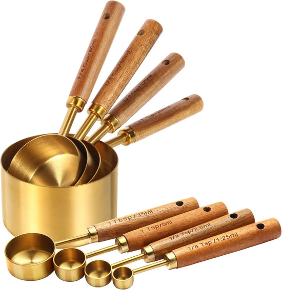 8 Pcs Stainless Steel Measuring Spoons & Cups Set