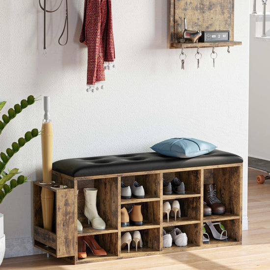 Shoe Bench, Cubbies Storage Entryway Bench