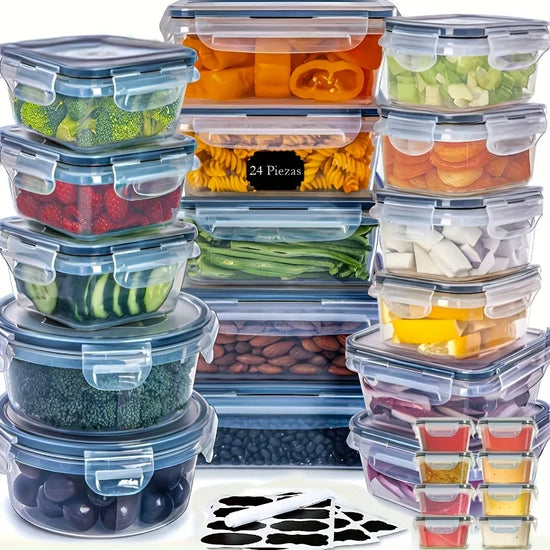 48Pcs BPA-Free Food Storage Set - 24 Airtight Containers & Lids and Labels