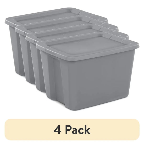 4 Pack 18 Gallon Large Plastic Storage Bin for Home Garage Organizing