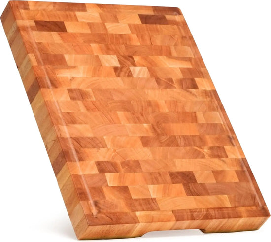 Handmade Mahogany End-Grain Cutting Board with Juice Groove