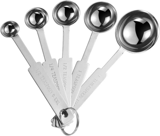 5-Piece Stainless Steel Measuring Spoon Set with 1/8 tsp to 1 tbsp
