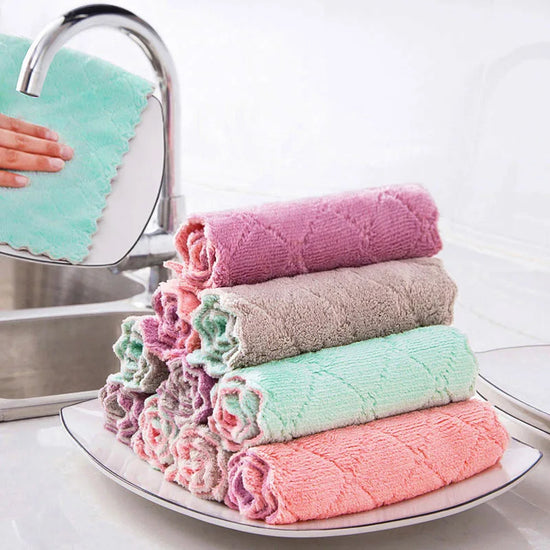 Dual-Sided, Reusable Cloths for Kitchen, Dishes, Countertops, Absorbent & Quick-Dry