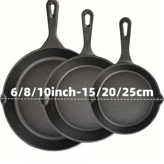 3PCS Pre-Seasoned Cast Iron Skillet Set, Pans for Oven Grill Campfire