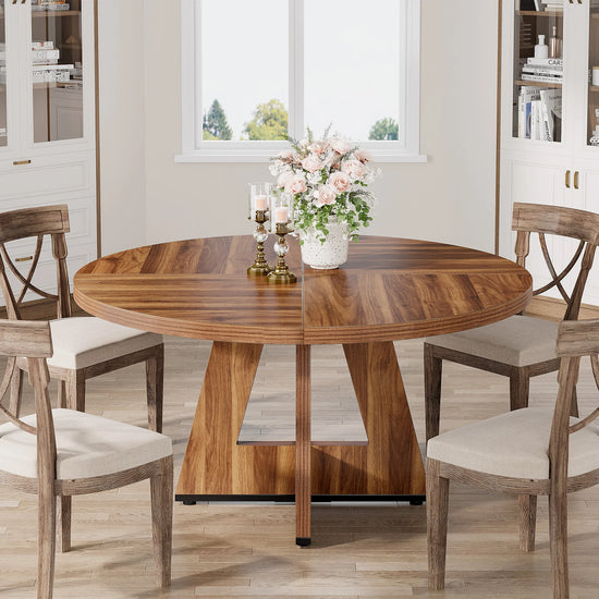 Round Dining Table for 4, Farmhouse Kitchen Table