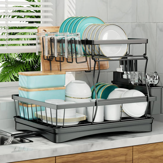 Large 2-Tier Dish Drying Rack, Dish Draining Rack