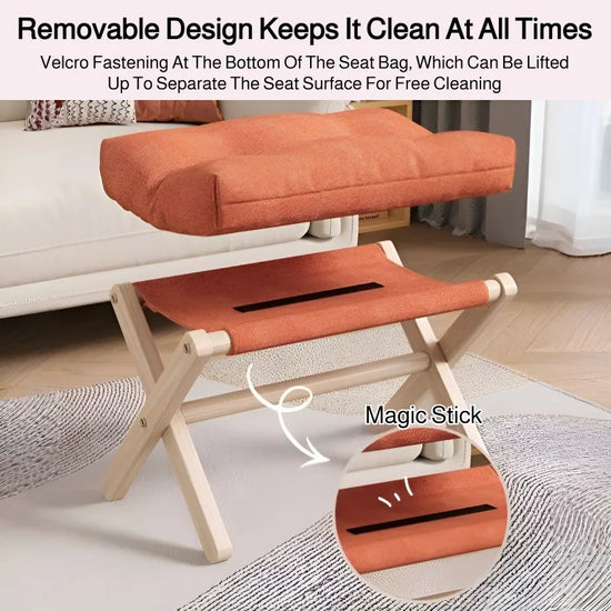 Wood Shoe Changing Stool, Cushion Footstool Sofa Rest Footstool