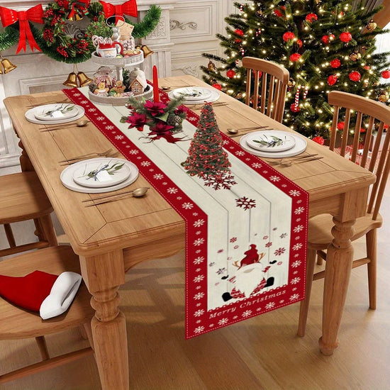 Christmas Table Runner with Santa Claus, Snowflake & Reindeer, Multiple Sizes